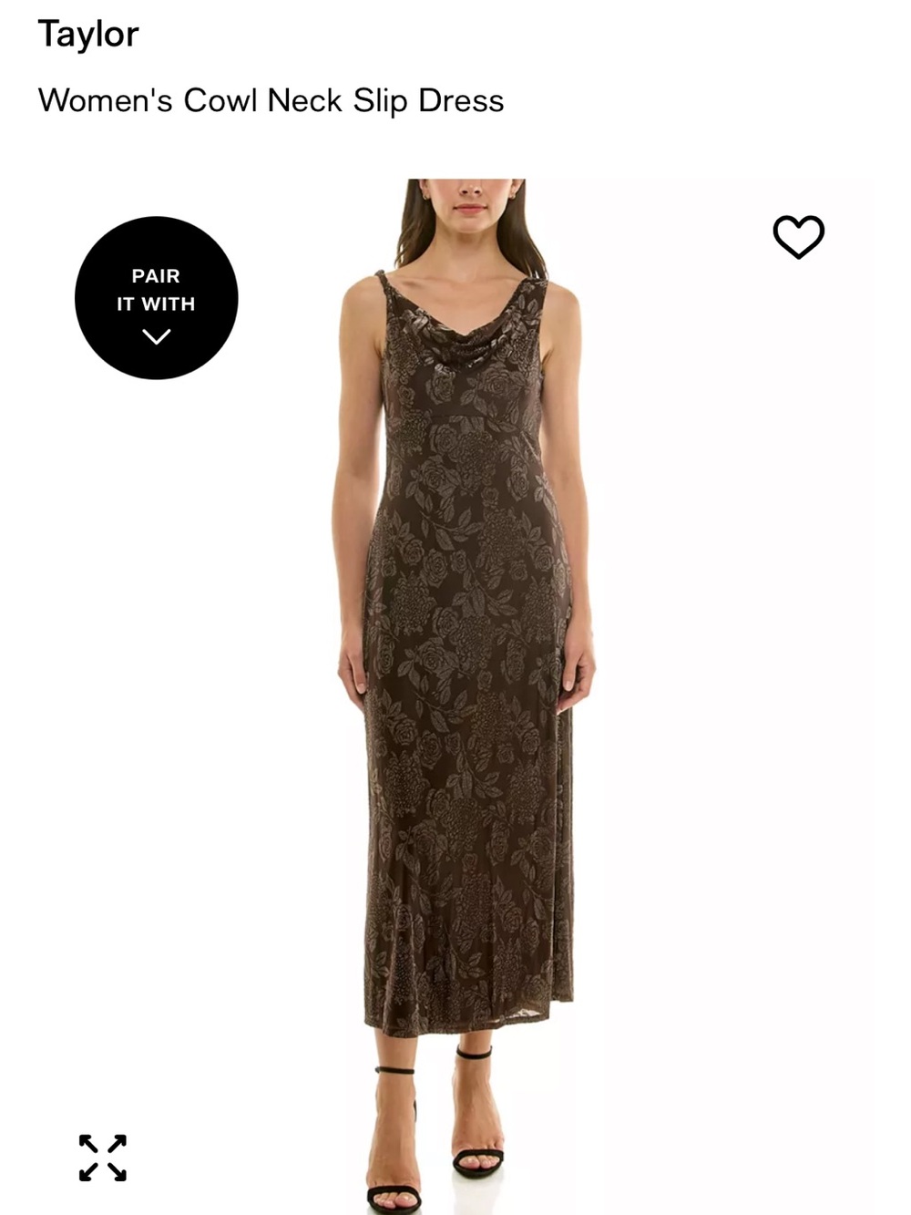 Taylor Brown Floral Cowl Neck Slip Dress